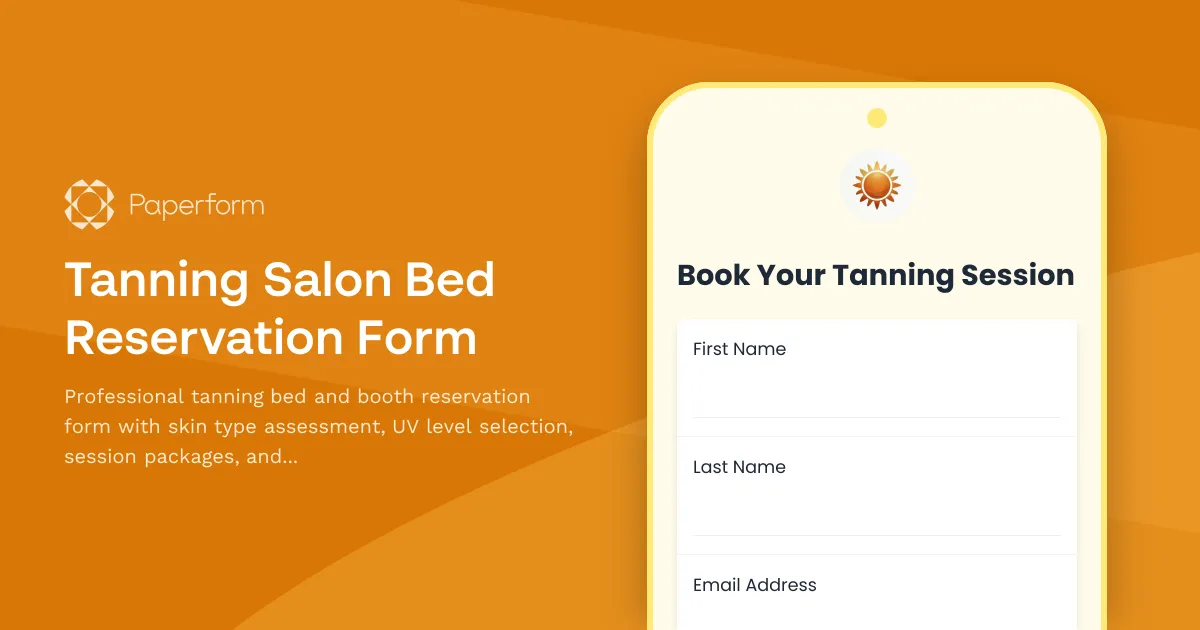 Tanning Salon Bed Reservation Form