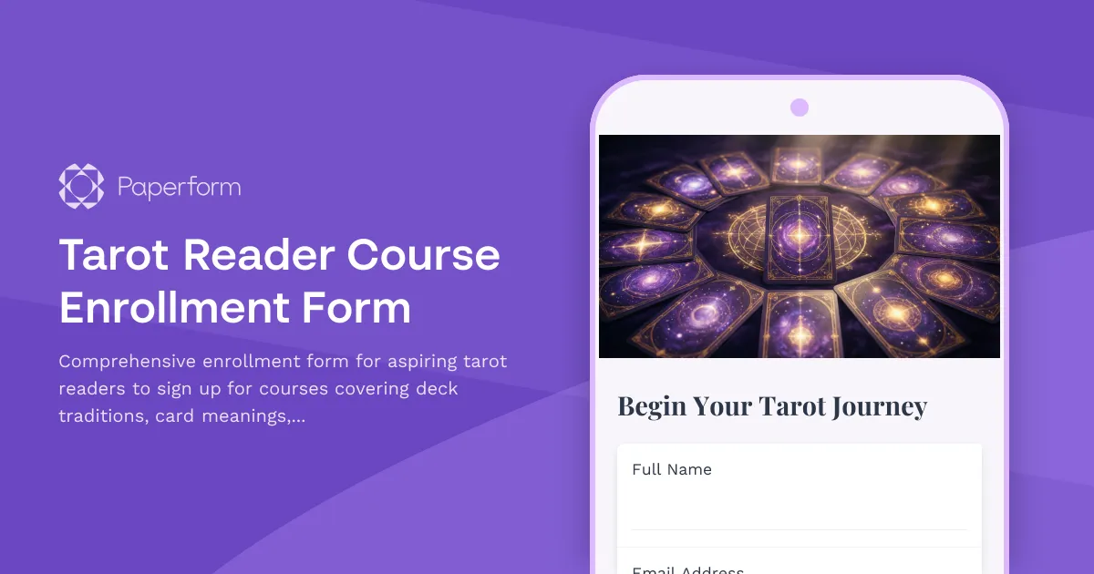Tarot Reader Course Enrollment Form
