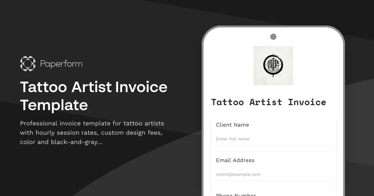 Tattoo Artist Invoice Template