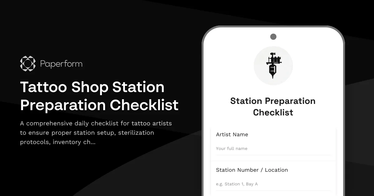 Tattoo Shop Station Preparation Checklist