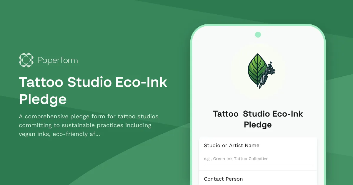 Tattoo Studio Eco-Ink Pledge