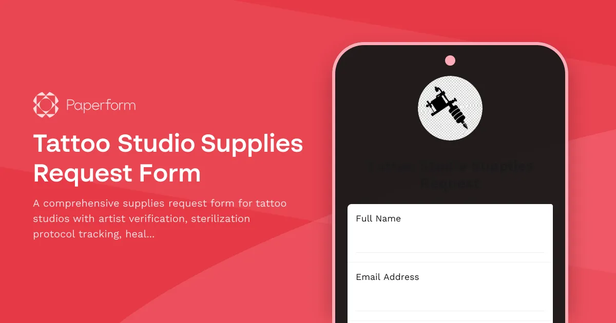 Tattoo Studio Supplies Request Form