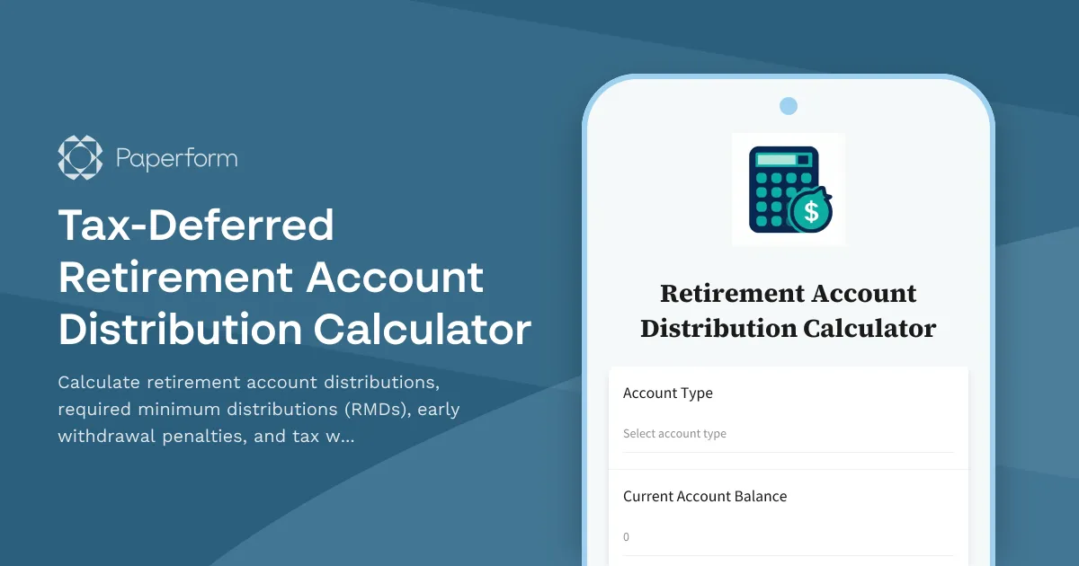 Tax-Deferred Retirement Account Distribution Calculator