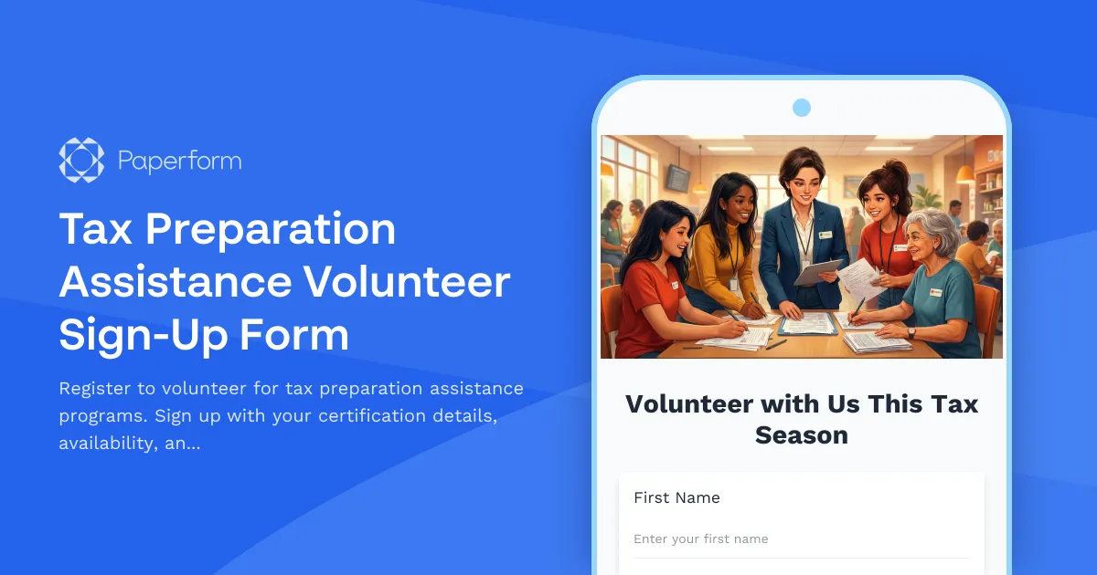 Tax Preparation Assistance Volunteer Sign-Up Form