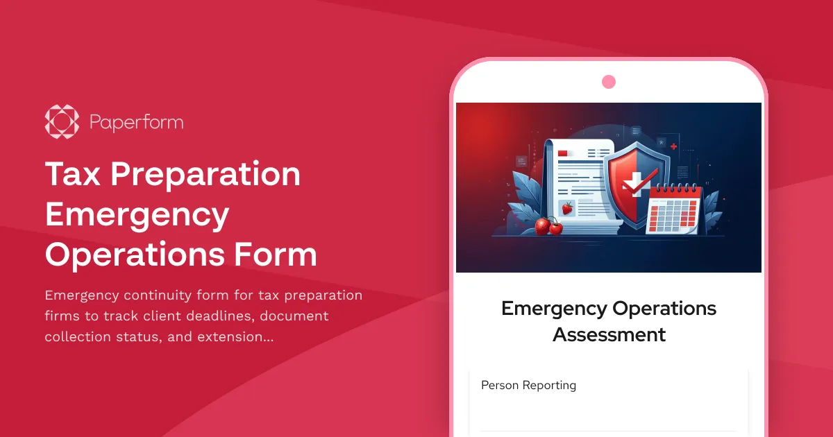 Tax Preparation Emergency Operations Form