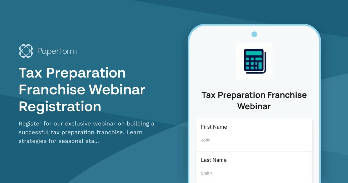 Tax Preparation Franchise Webinar Registration