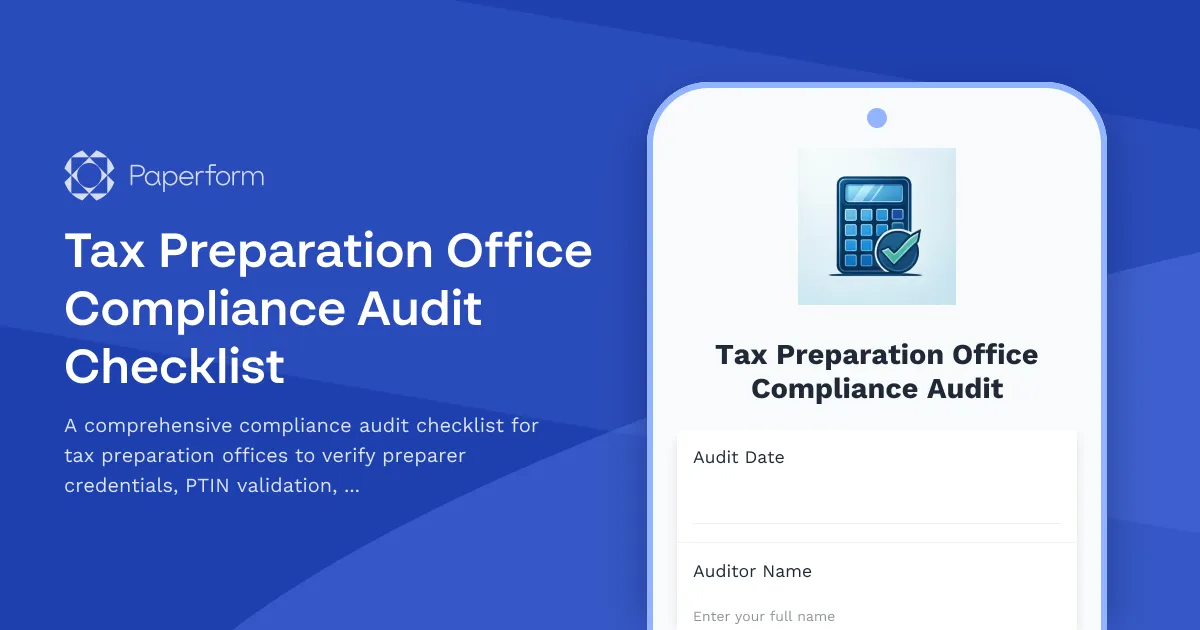Tax Preparation Office Compliance Audit Checklist