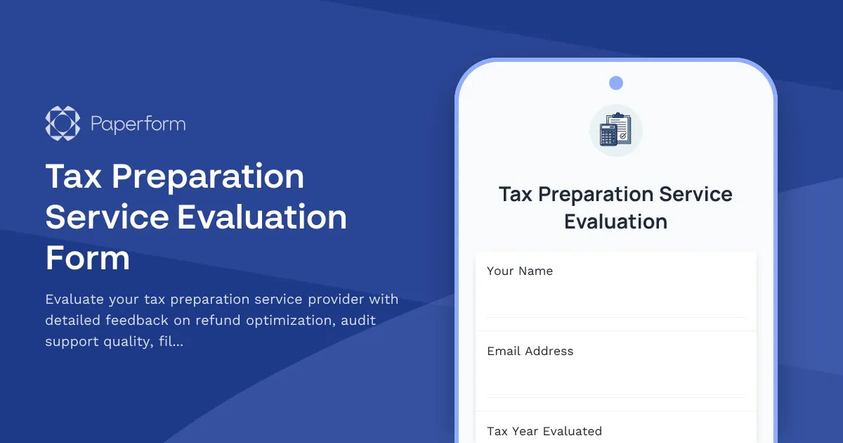 Tax Preparation Service Evaluation Form