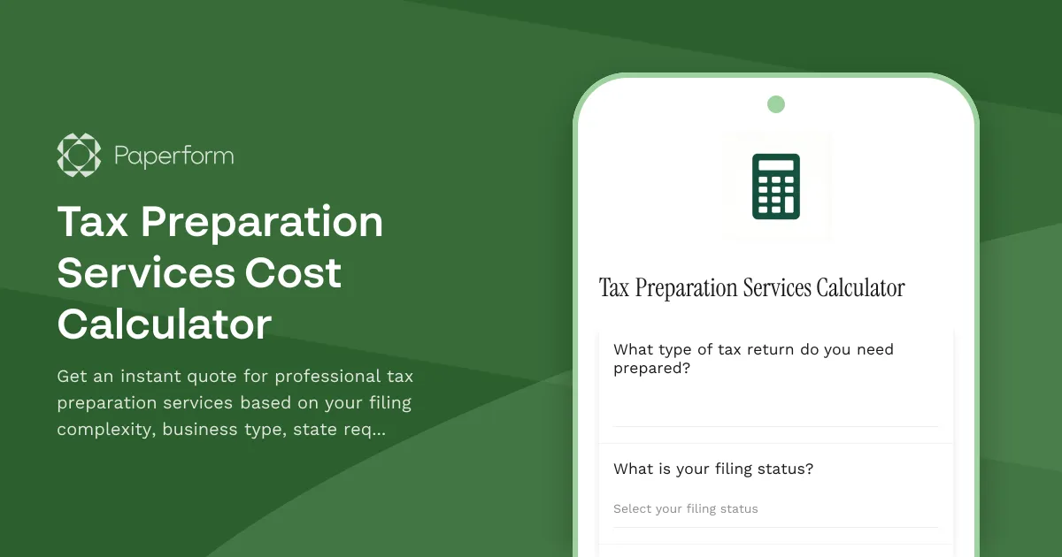 Tax Preparation Services Cost Calculator