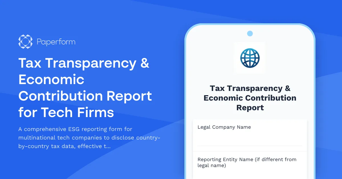 Tax Transparency & Economic Contribution Report for Tech Firms