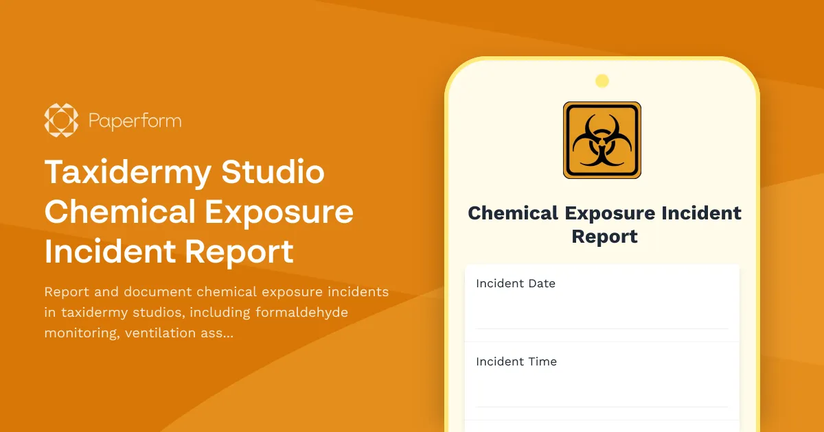 Taxidermy Studio Chemical Exposure Incident Report
