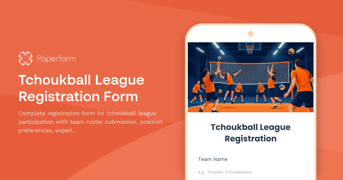 Tchoukball League Registration Form