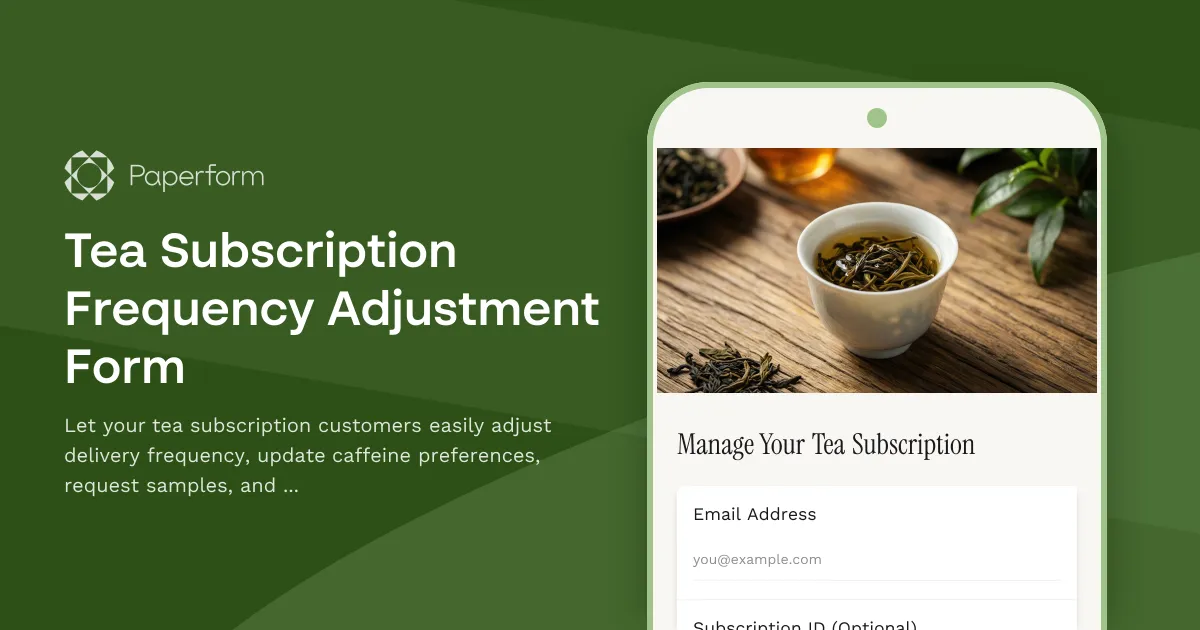 Tea Subscription Frequency Adjustment Form