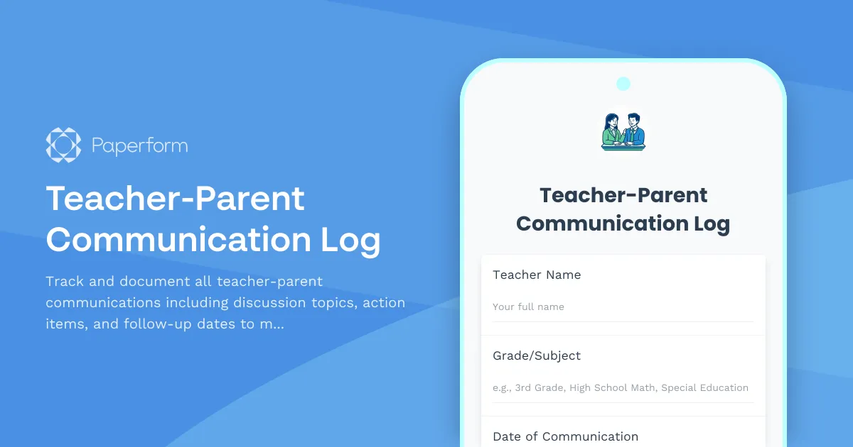 Teacher-Parent Communication Log