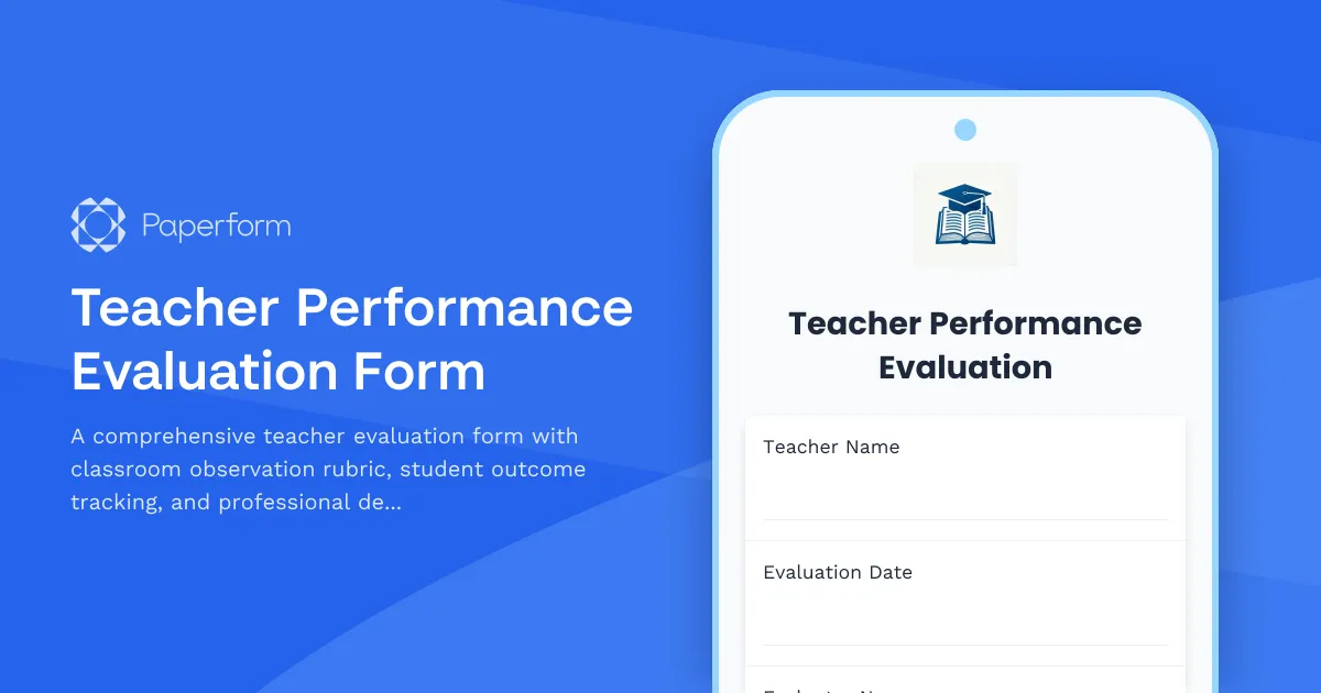 Teacher Performance Evaluation Form