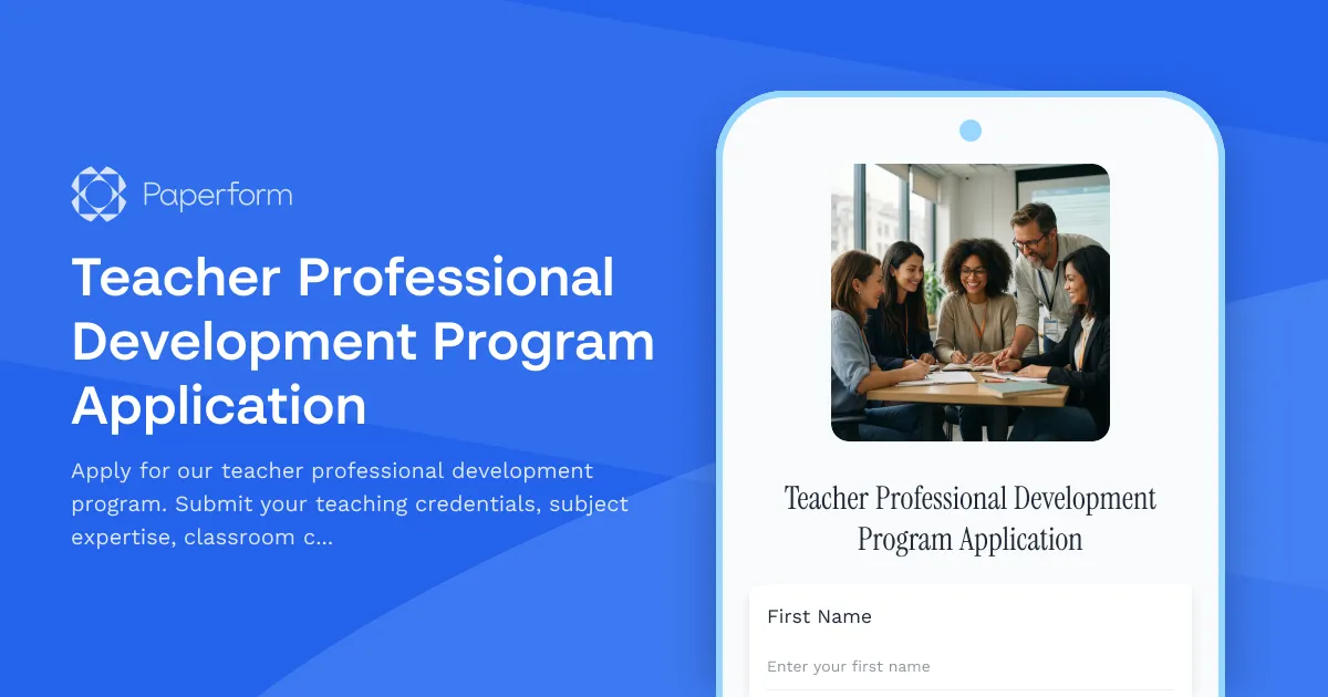 Teacher Professional Development Program Application