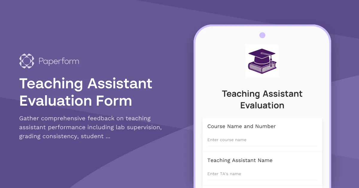 Teaching Assistant Evaluation Form