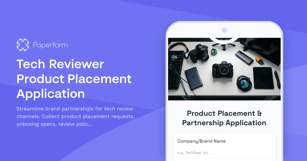 Tech Reviewer Product Placement Application