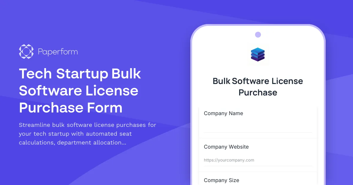 Tech Startup Bulk Software License Purchase Form