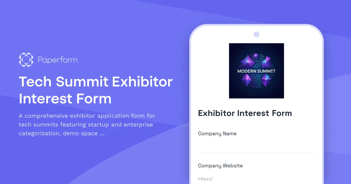 Tech Summit Exhibitor Interest Form