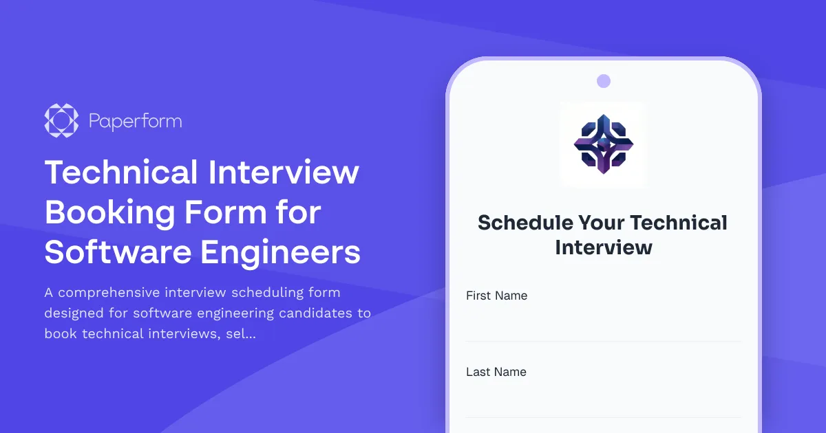 Technical Interview Booking Form for Software Engineers