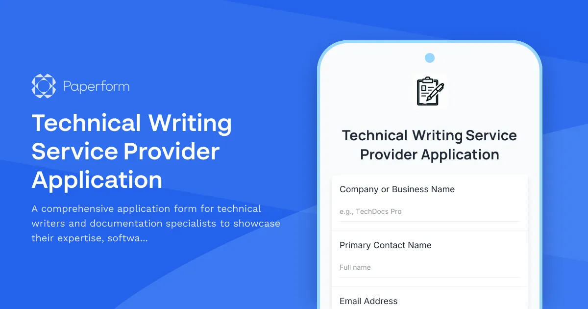 Technical Writing Service Provider Application