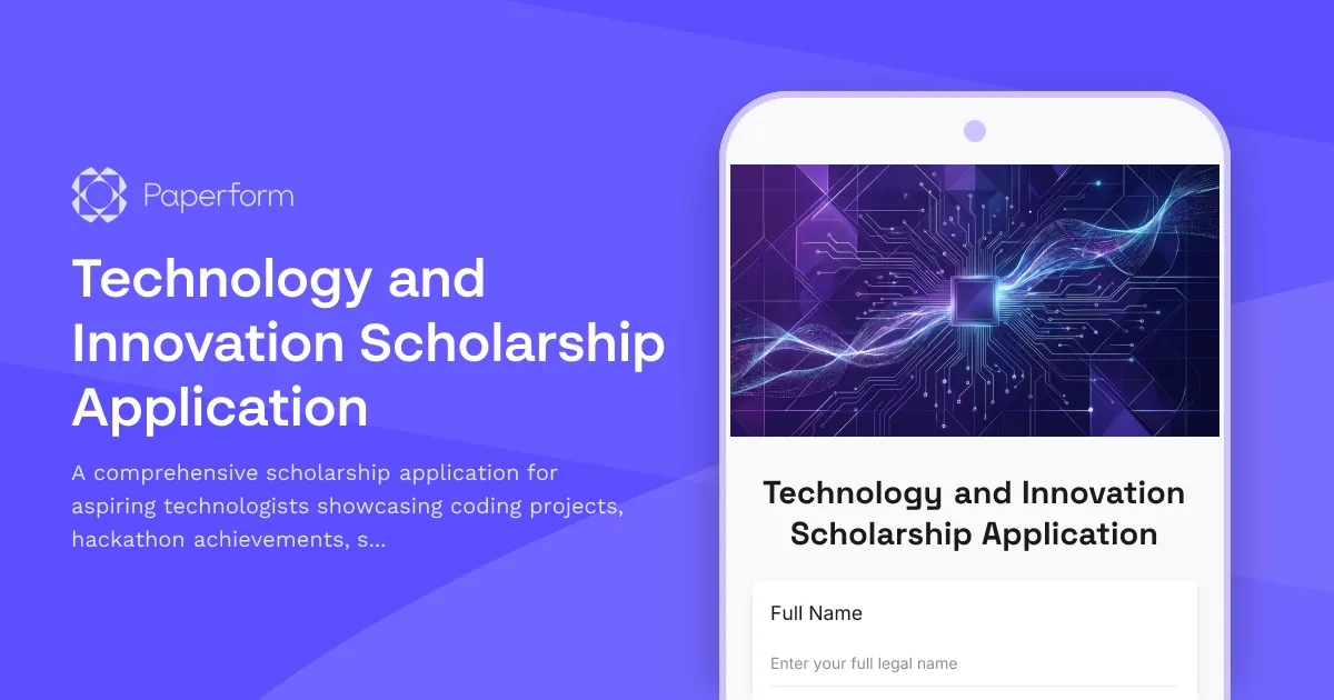 Technology and Innovation Scholarship Application