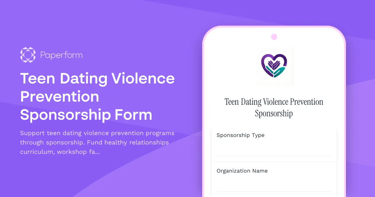 Teen Dating Violence Prevention Sponsorship Form