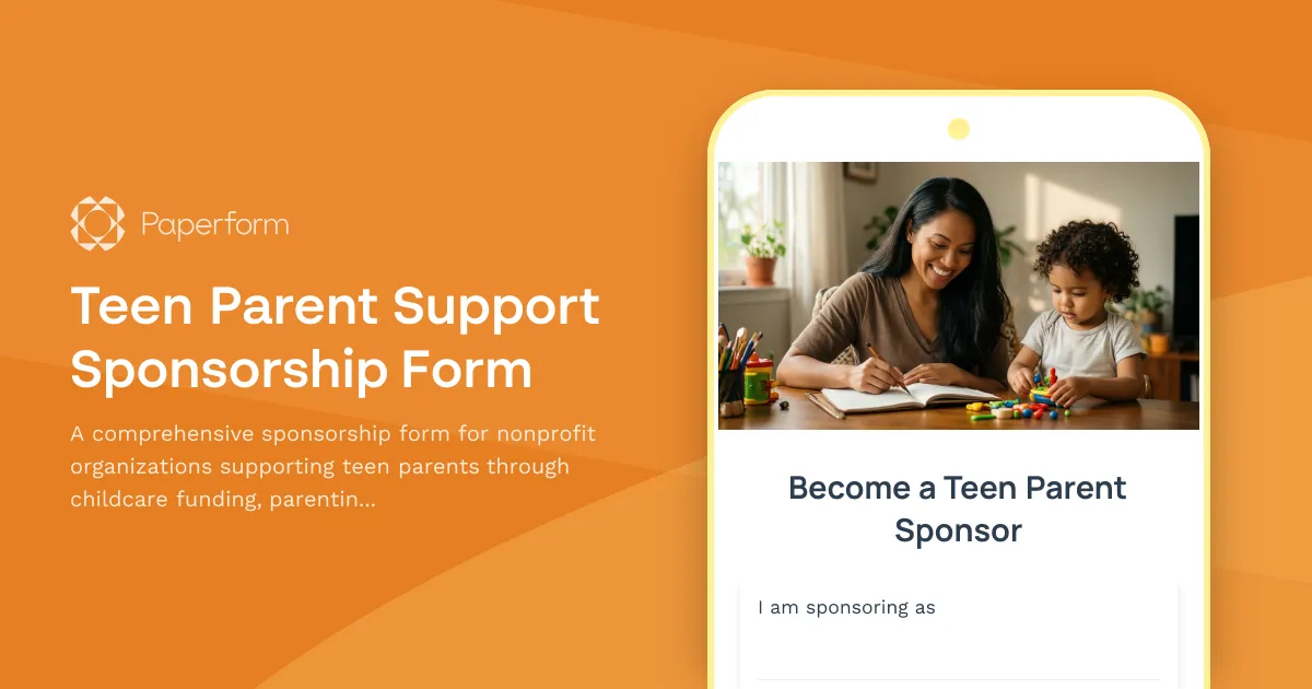 Teen Parent Support Sponsorship Form