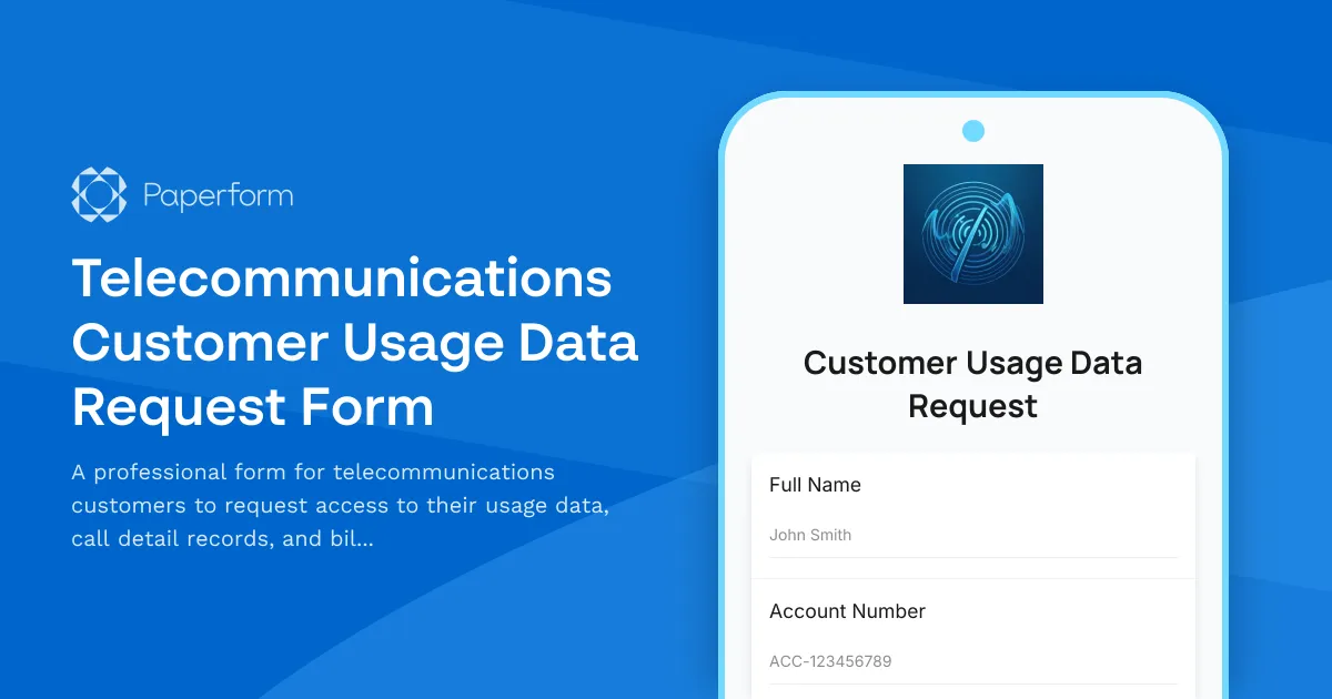 Telecommunications Customer Usage Data Request Form