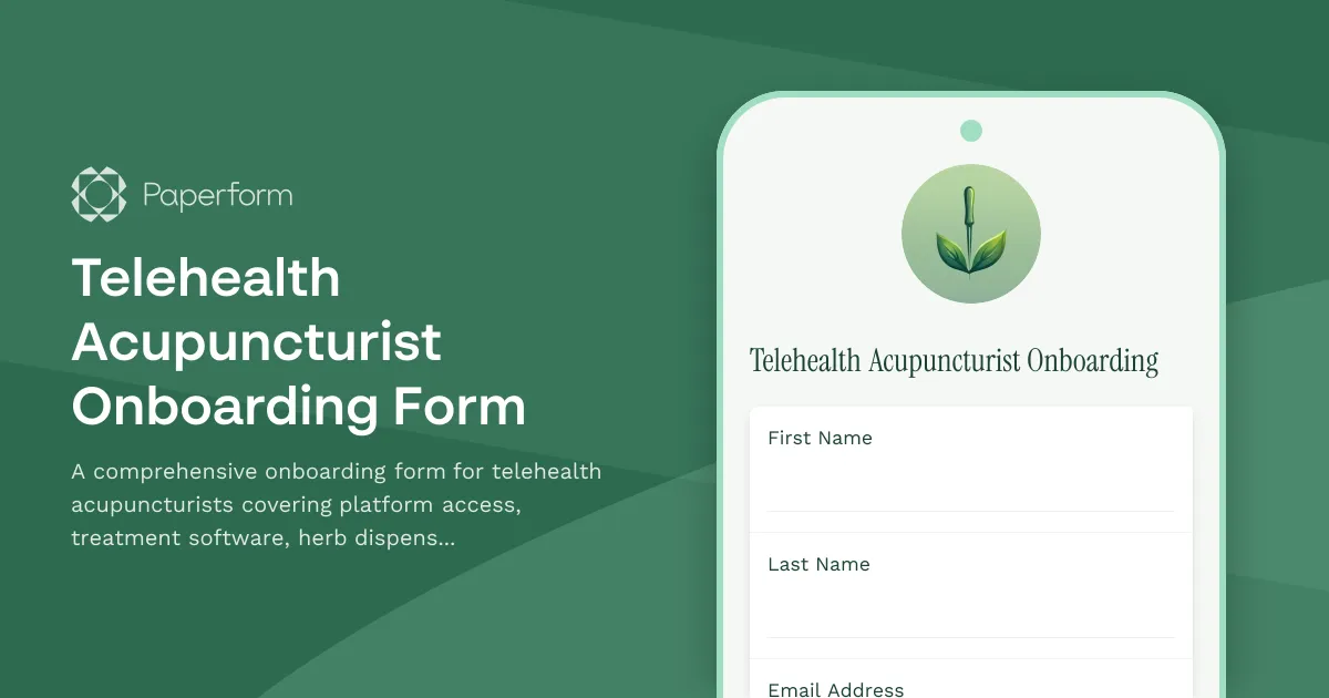 Telehealth Acupuncturist Onboarding Form