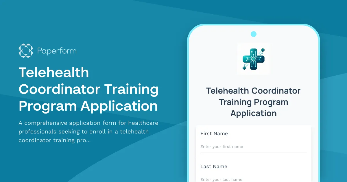 Telehealth Coordinator Training Program Application