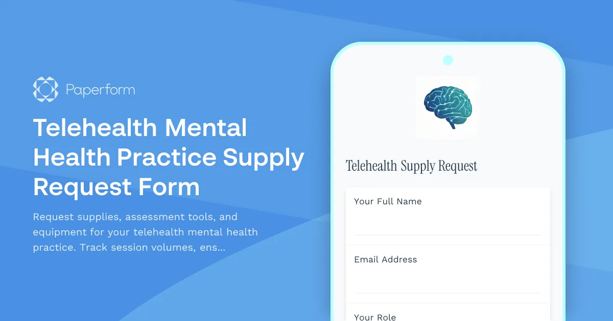 Telehealth Mental Health Practice Supply Request Form