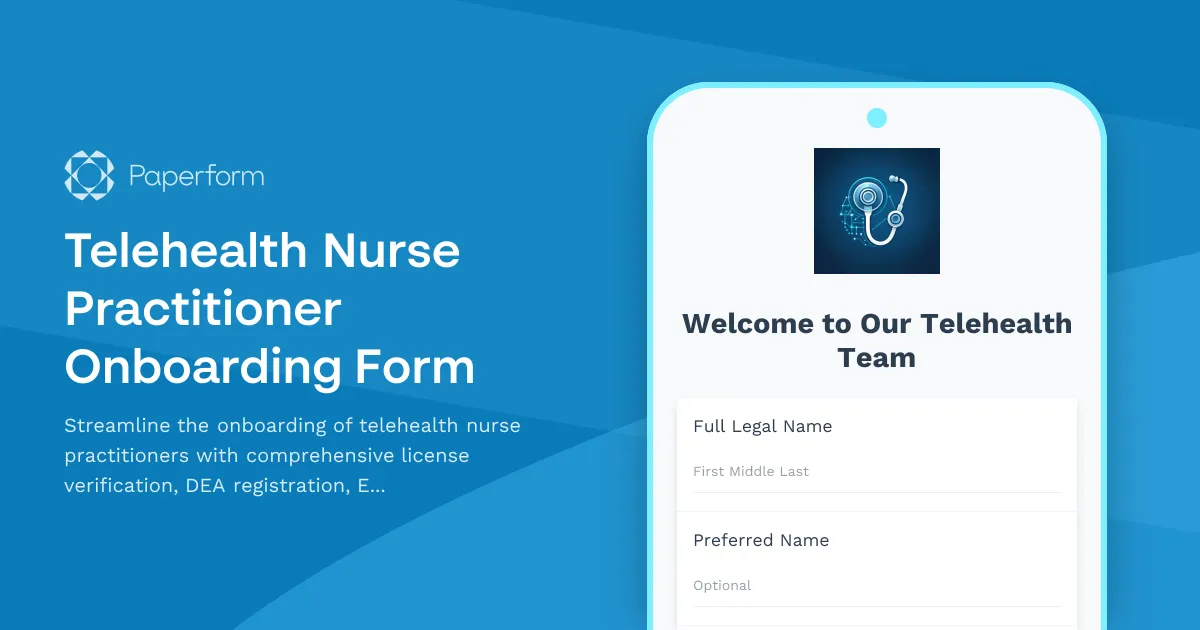 Telehealth Nurse Practitioner Onboarding Form