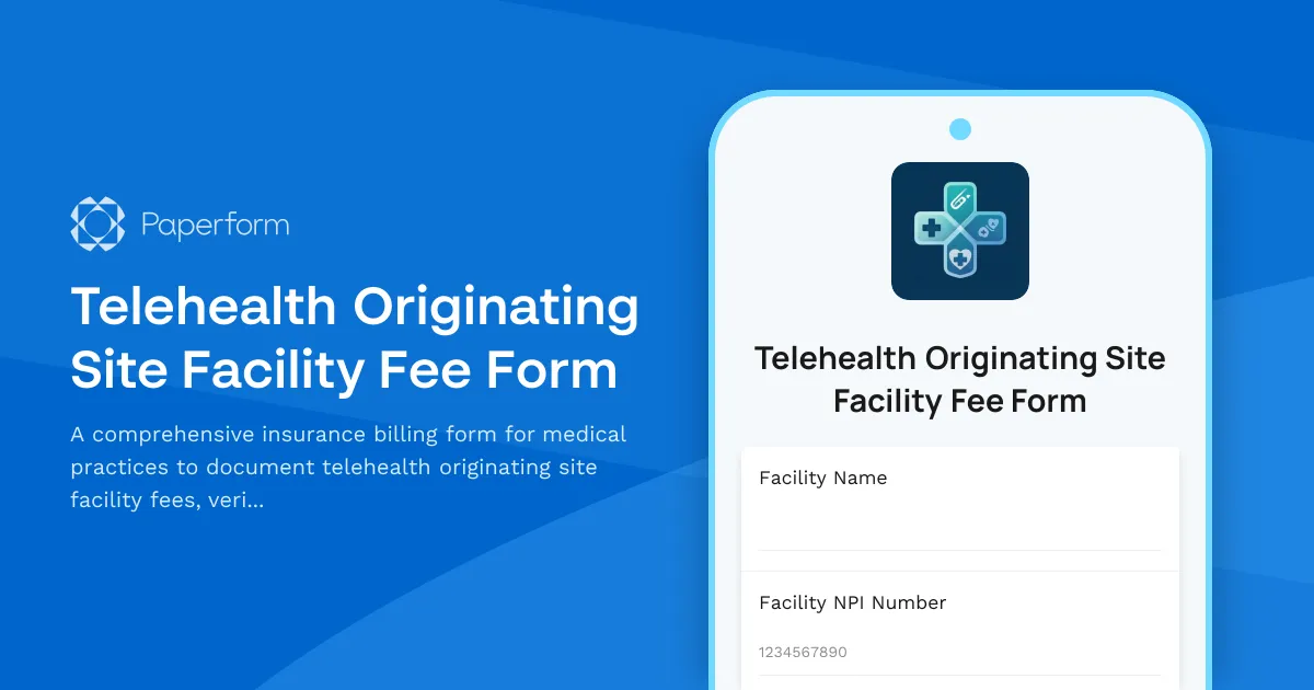 Telehealth Originating Site Facility Fee Form