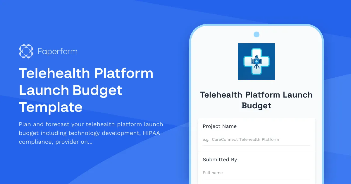 Telehealth Platform Launch Budget Template - Financial Planning Form ...
