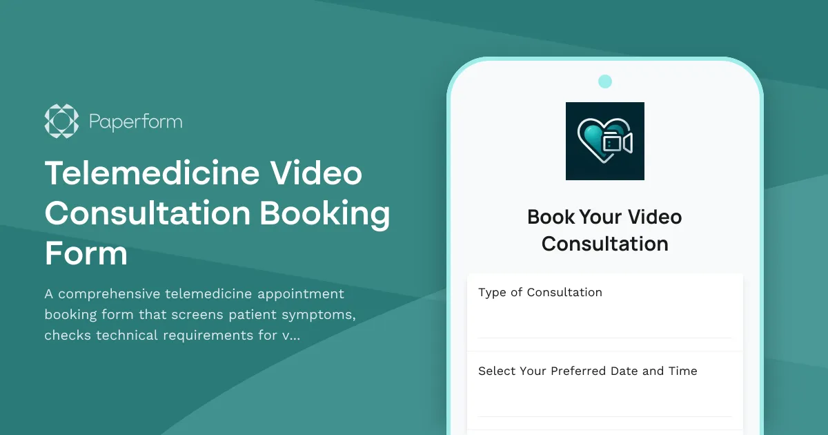 Telemedicine Video Consultation Booking Form