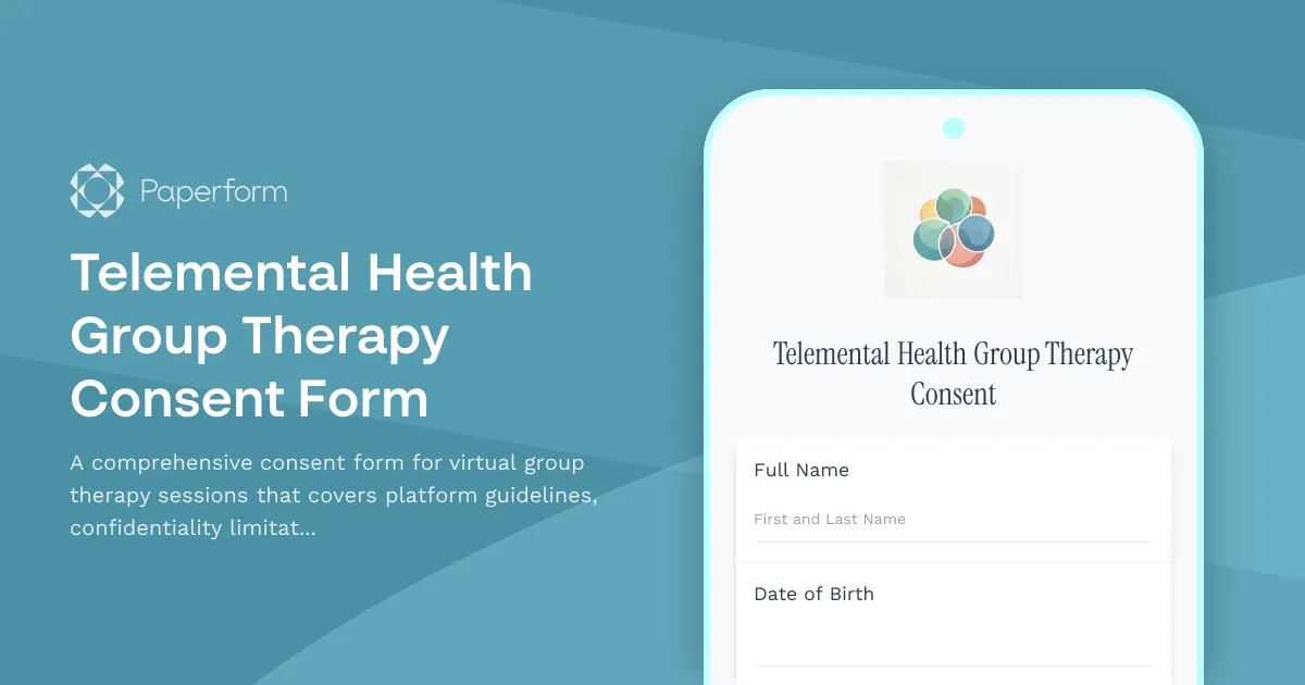 Telemental Health Group Therapy Consent Form