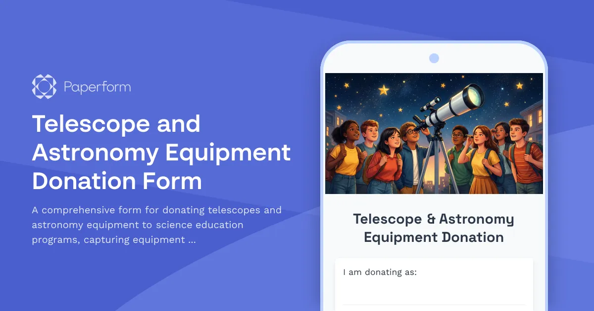 Telescope and Astronomy Equipment Donation Form