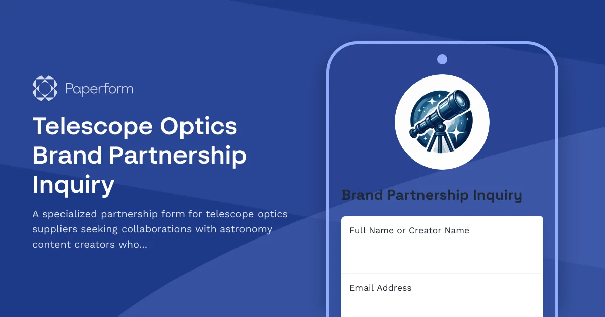 Telescope Optics Brand Partnership Inquiry
