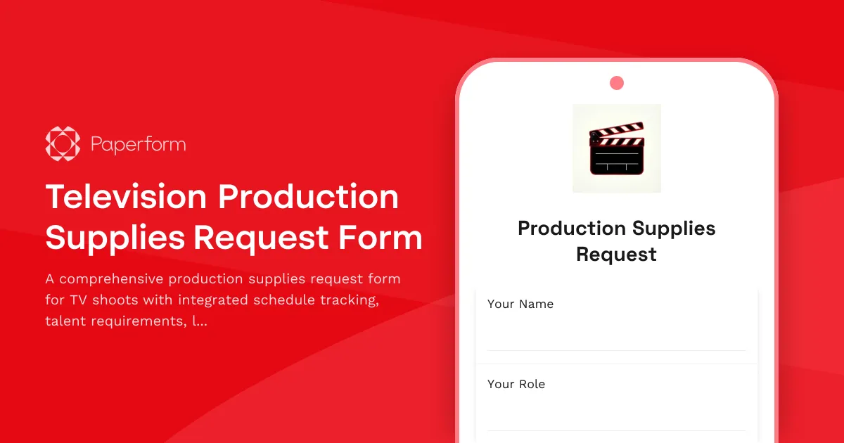 Television Production Supplies Request Form