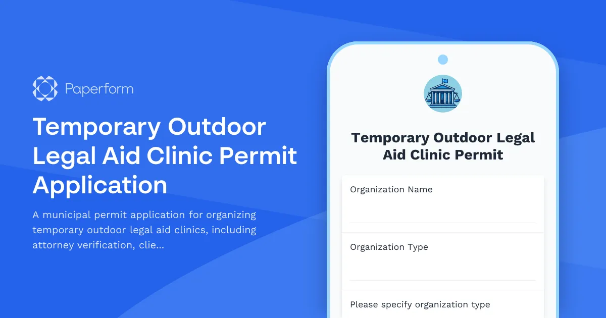 Temporary Outdoor Legal Aid Clinic Permit Application