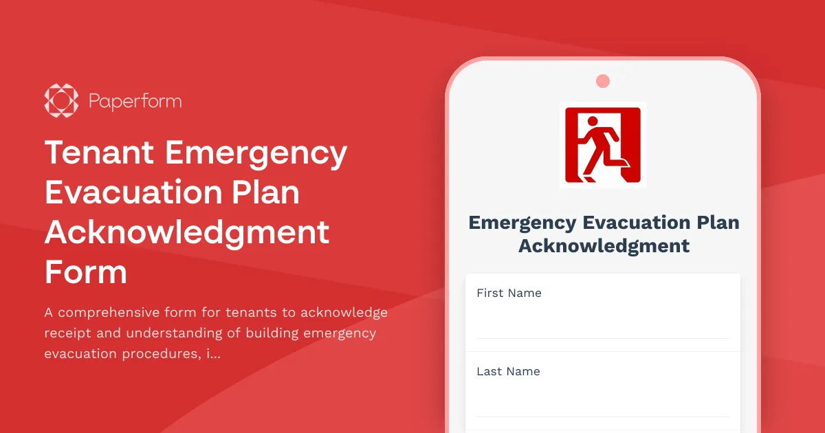 Tenant Emergency Evacuation Plan Acknowledgment Form