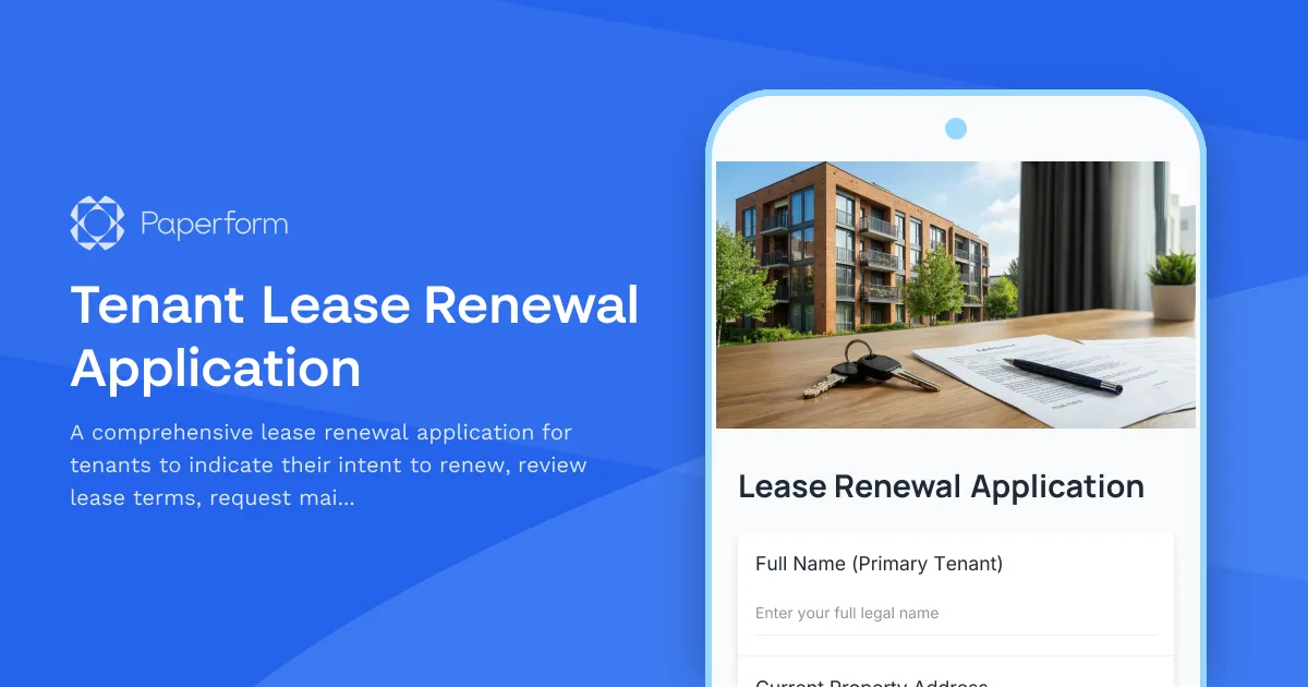 Tenant Lease Renewal Application