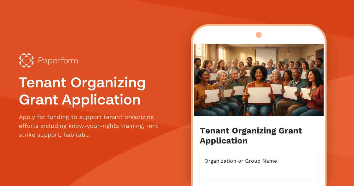 Tenant Organizing Grant Application