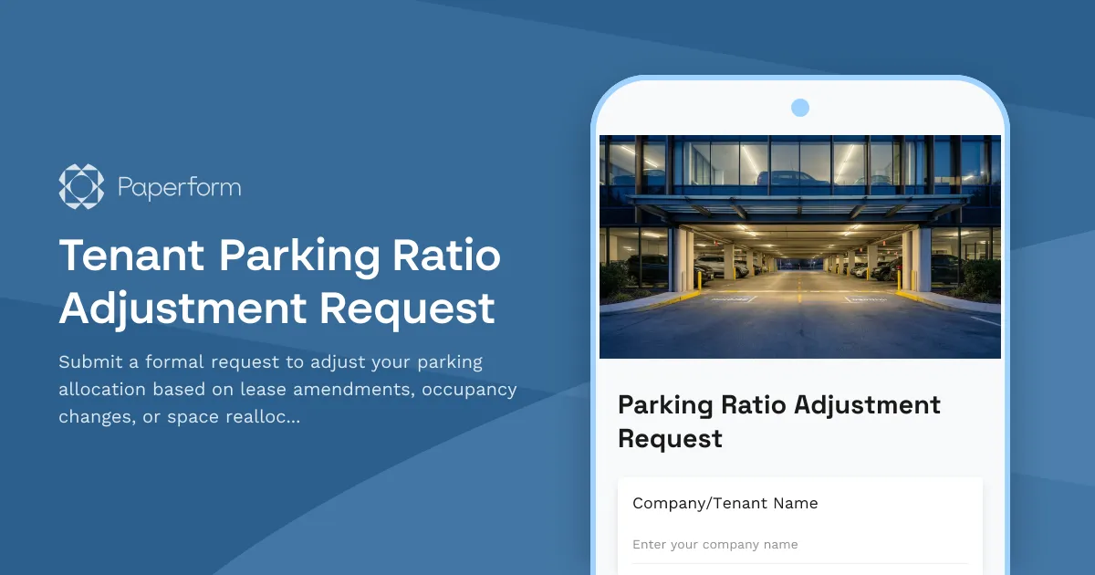 Tenant Parking Ratio Adjustment Request