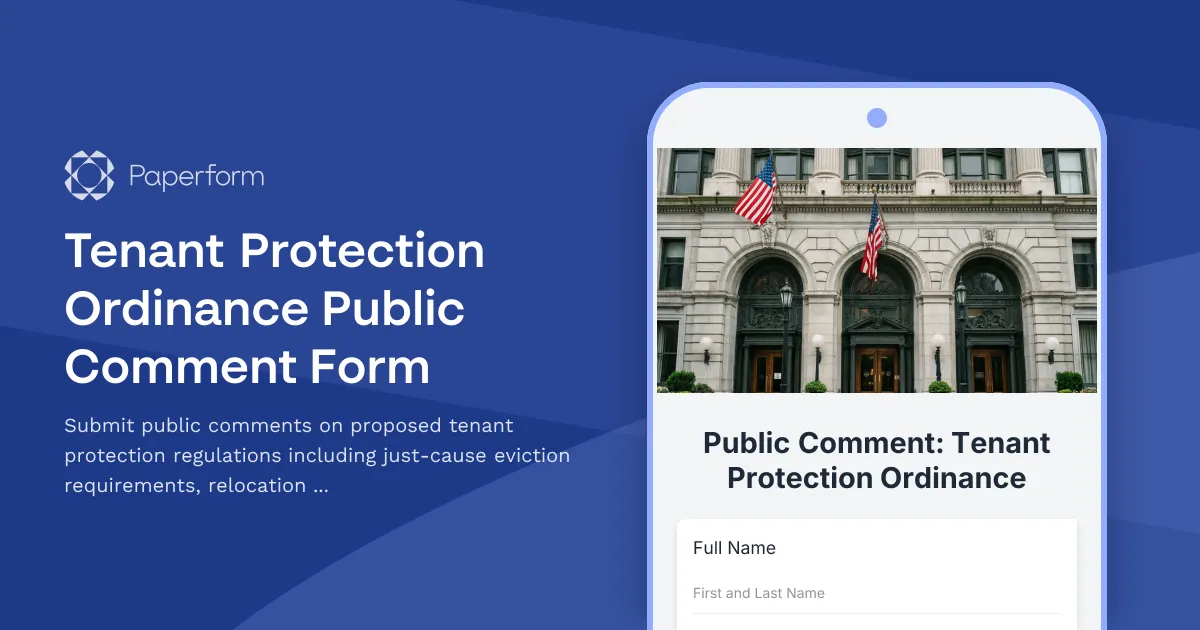 Tenant Protection Ordinance Public Comment Form