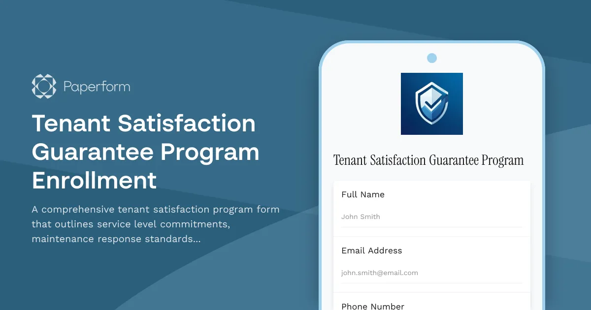 Tenant Satisfaction Guarantee Program Enrollment