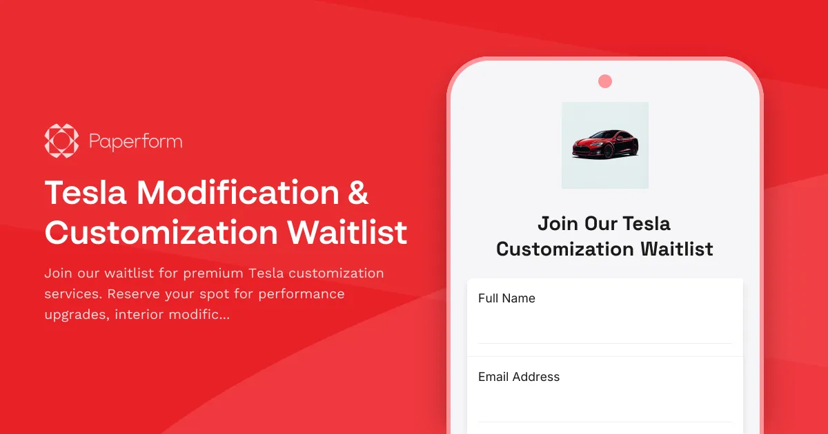 Tesla Modification & Customization Waitlist
