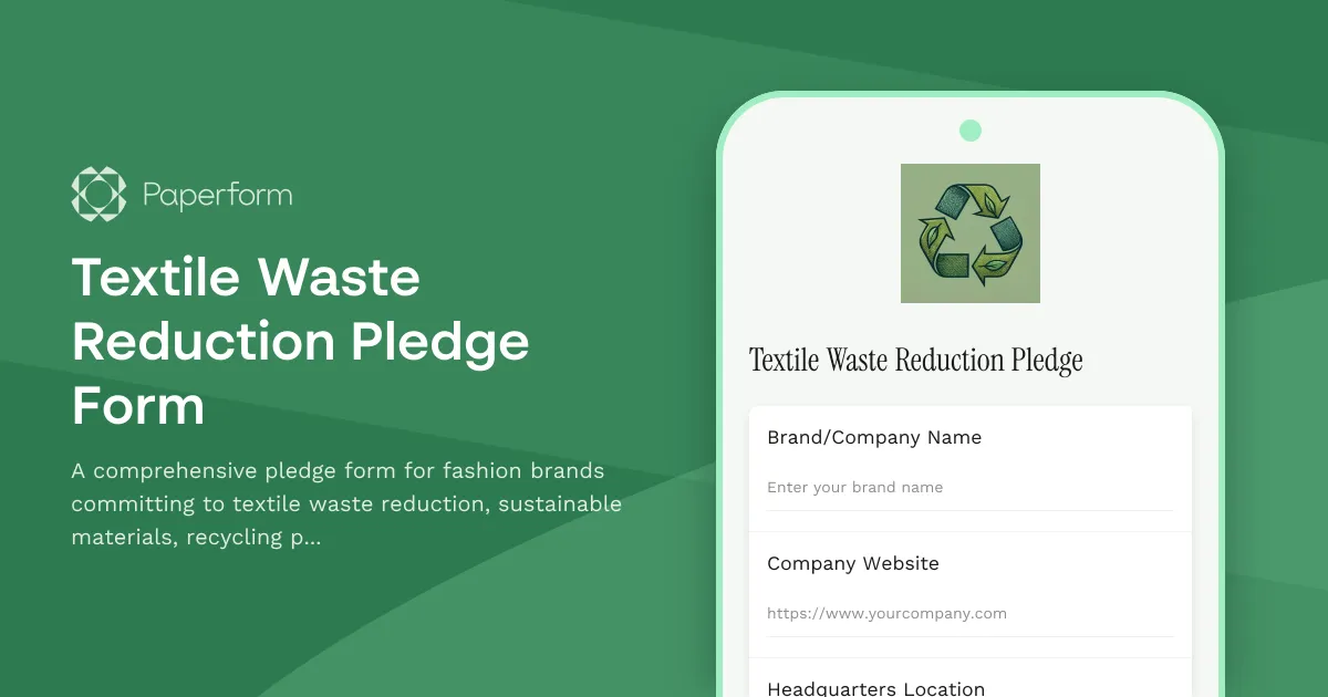 Textile Waste Reduction Pledge Form